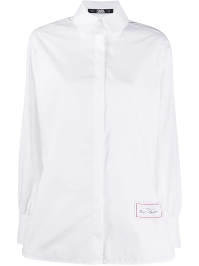 Karl Lagerfeld Poplin Long-sleeve Shirt In White