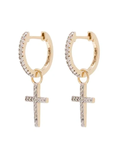 Mateo 14k Yellow Gold Diamond Cross Huggie Earrings