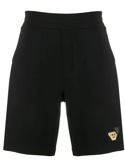 Emporio Armani Logo Plaque Shorts In Black