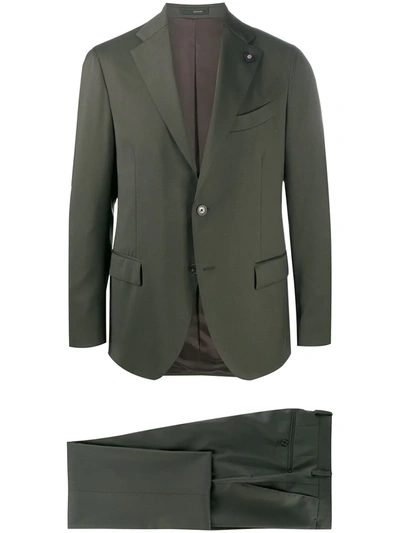 Lardini Tailored Single-breasted Wool Suit In Green