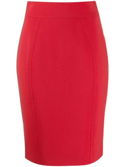 Moschino High-waisted Pencil Skirt In Red