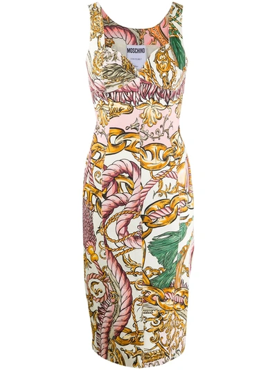 Moschino Chain Print Dress In Neutrals | ModeSens