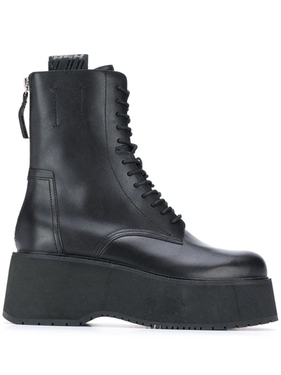 Ash Chunky Sole Boots In Black