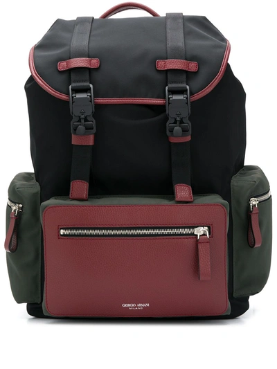 Giorgio Armani Colour-block Backpack In Black