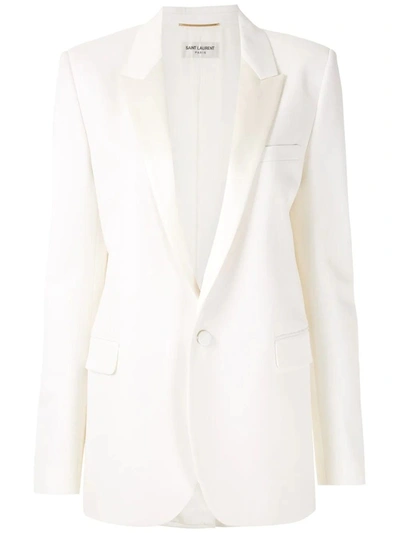 Saint Laurent Grain De Poudre Tuxedo Blazer In White