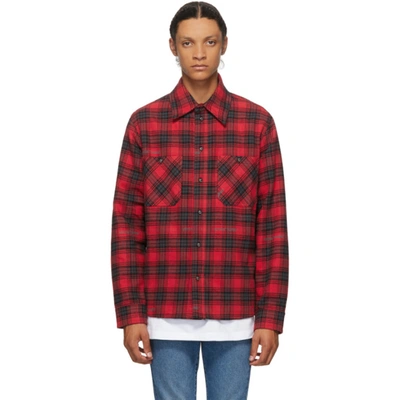 Off-white Sprayed Arrows Check-pattern Shirt In Red