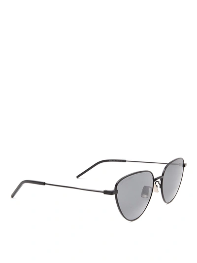 Saint Laurent Sl 310 Cat Eye Metal Sunglasses In Grey In Dark Grey
