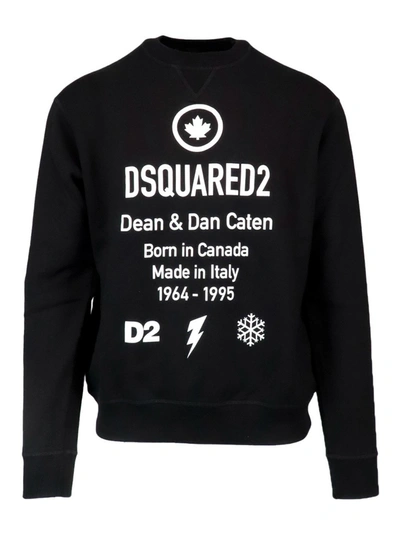 Dsquared2 Dean & Dan Caten Print Sweatshirt In Black/white