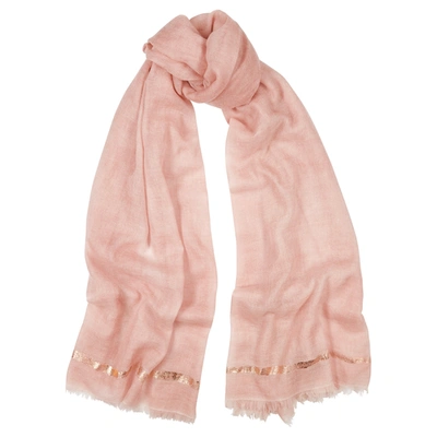 Ama Pure Righino Foil-print Cashmere Scarf In Rose