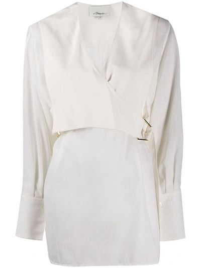 3.1 Phillip Lim / フィリップ リム Wrap-effect Crepe De Chine Blouse In White