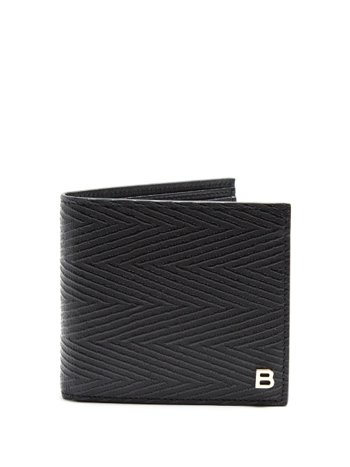 Balenciaga Chevron Striped Bi-fold Leather Wallet In Black | ModeSens
