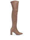 Stuart Weitzman Lesley Block Heel Leather Over-the-knee Boots In Neutrals