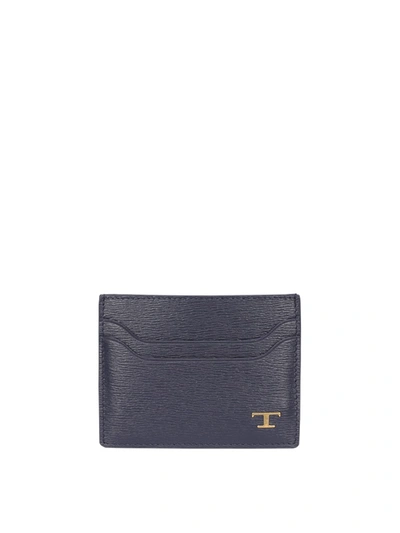 Tod's Textured Leather Card Holder In Blue