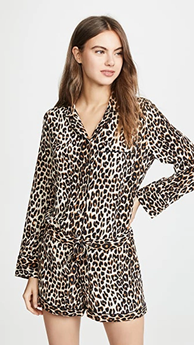 Equipment Lillian Leopard-print Washed-silk Pajama Set In Natural