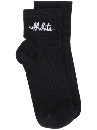 Off-white Black And White Signature Logo Socks