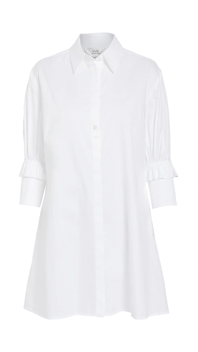 Victoria Victoria Beckham Ruffle Cuff Shirt Dress In White