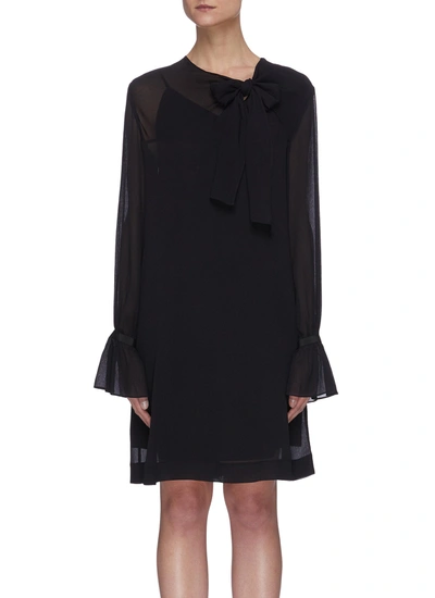 Victoria Victoria Beckham Sheer Shift Dress In Black