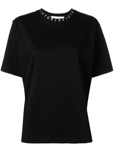 Victoria Victoria Beckham Logo Collar Rib T-shirt In Black