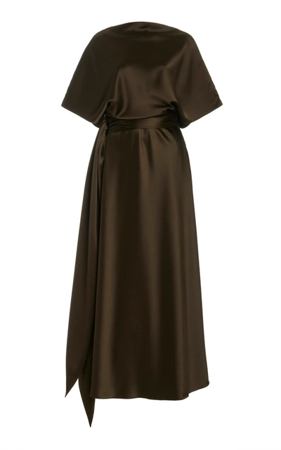 Brandon Maxwell Women's Draped Silk Maxi Dress In Olive
