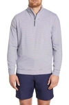 Peter Millar Perth Stripe Quarter Zip Performance Pullover In Iron/white
