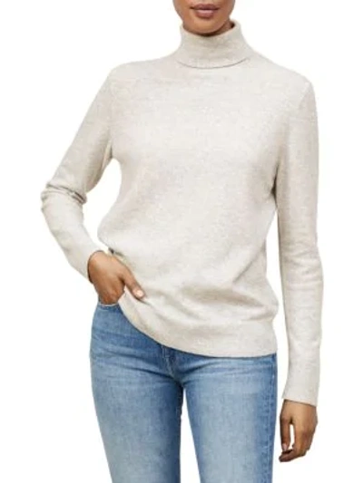 Lafayette 148 Lurex Cashmere Turtleneck In Oatmeal Melange