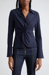 Cinq À Sept Mckenna Twist-front Blouse In Navy