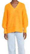 Cinq À Sept Antonella Knit Puff-sleeve Sweater In Flame