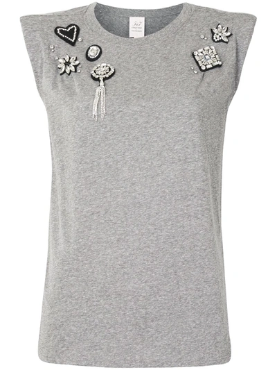 Cinq À Sept Reese Embellished Sleeveless Tank Top In Heather Grey