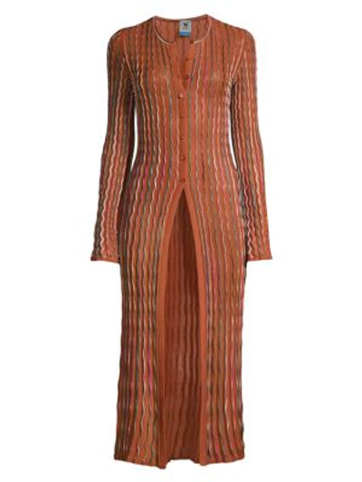 M Missoni Sequin Stripe Knit Longline Cardigan In Brown