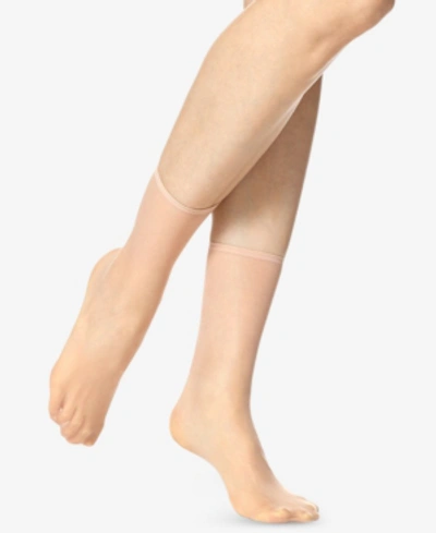 Hue Super Sleek Sheer Ankle Socks In Natural (nude 5)