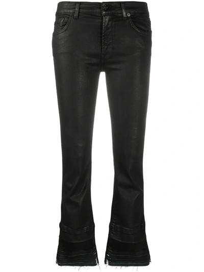7 For All Mankind Raw Cuffs Skinny Jeans In Black