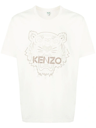 Kenzo Cotton Tiger Print Logo T-shirt In Yellow