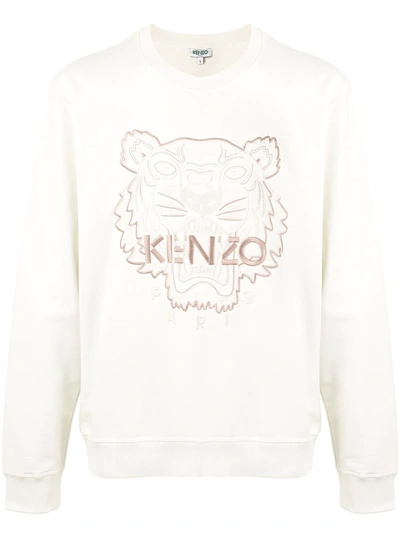 Kenzo Logo Embroidered Cotton Sweatshirt In Yellow