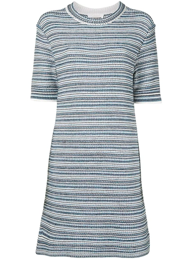 Chloé Striped Woven Short-sleeve Dress In Multicolour