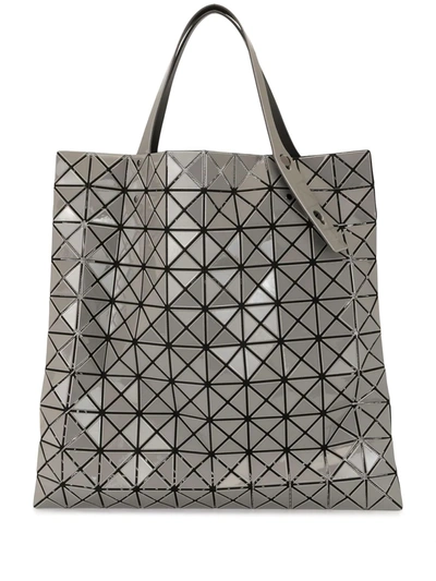 Bao Bao Issey Miyake Geometric Patterned Engraved Logo Shopper Tote Bag In Grey