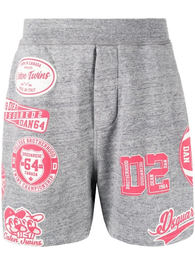 Dsquared2 Varsity Sport-print Track Shorts In Grey