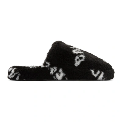 Balenciaga Men's Home Logo Slide Slippers In Noir/ecru ModeSens