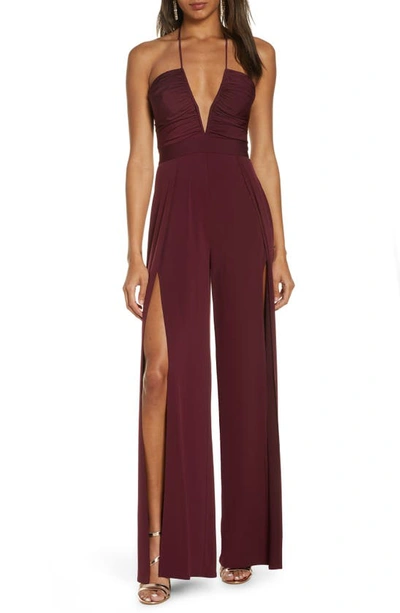 Katie May Never Cross Split Leg Jumpsuit In Sangria