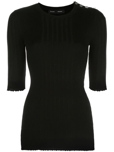 Proenza Schouler Button Shoulder Silk & Cashmere Blend Sweater In Black