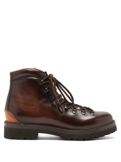 Ralph Lauren Fidel Burnished-leather Boots In Brown