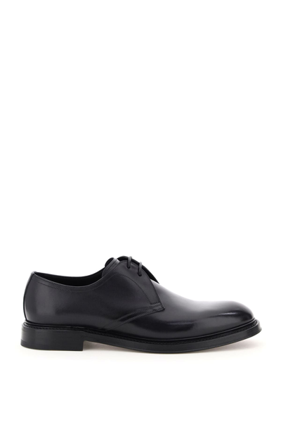 Dolce & Gabbana Giotto Leather Lace-up Shoes In Black