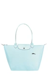 Longchamp Le Pliage Nylon Tote In Cloud Blue