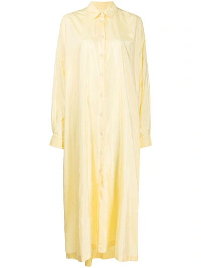 Jil Sander Oversized Long-sleeve Shirtdress In Yellow