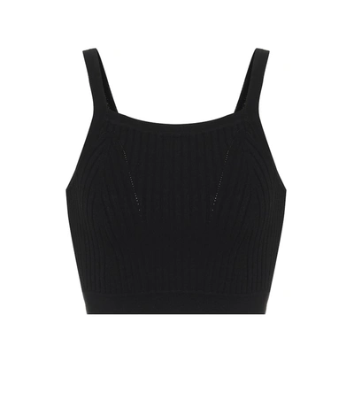 Live The Process Ribbed-knit Crop Top In Black