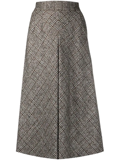 Dolce & Gabbana Checked High-rise Wool-blend Skirt In Taupe