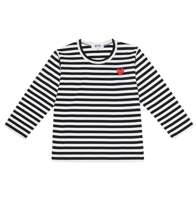 Comme De Garçons Play Striped Cotton Jersey T-shirt In Black
