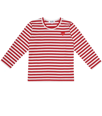 Comme De Garçons Play Striped Cotton Jersey T-shirt In Red