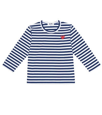 Comme De Garçons Play Striped Cotton Jersey T-shirt In Blue