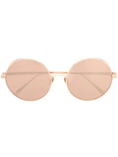 Linda Farrow 758 C5 Round Sunglasses In Gold