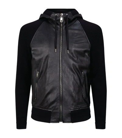 Dolce & Gabbana Leather Bomber Jacket In Black